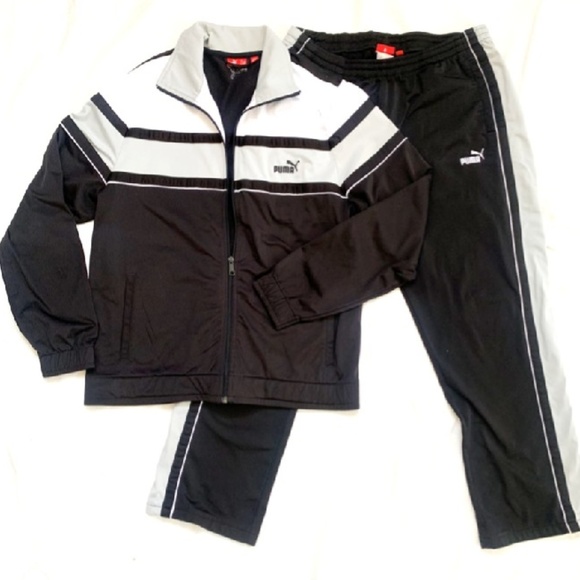 grey and black puma tracksuit